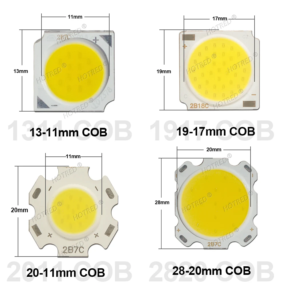 10-50 個 COB LED 3 ワット 5 ワット 7 ワット 10 ワット 12 ワット 15 ワット 18 ワット 30 ワット 36 ワットニュートラルコールドウォームホワイト 13 ミリメートル 20 ミリメートル 28 ミリメートル 1919 チップランプスポットライトダウンライト DIY