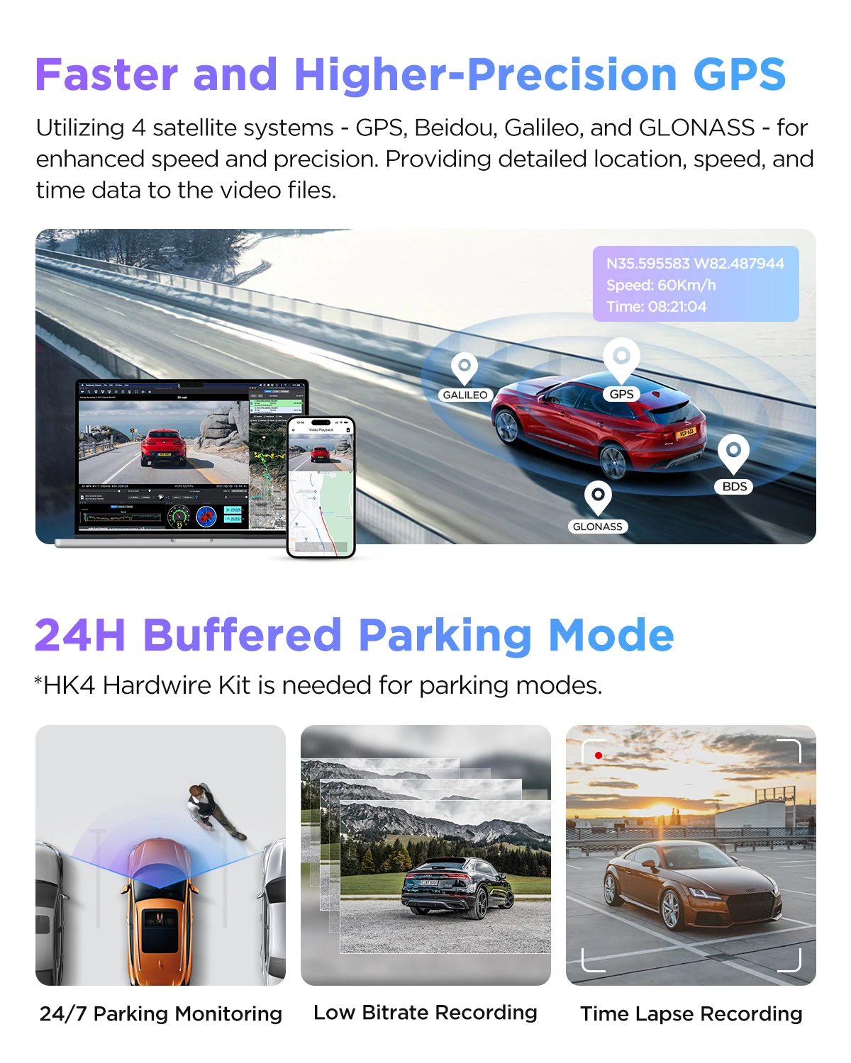 VIOFO A229 PRO 4K HDR Car Camera With SONY STARVIS 2 SENSOR Support Rear and Interior Dash Cam 24H Parking mode 5GHz Wi-Fi
