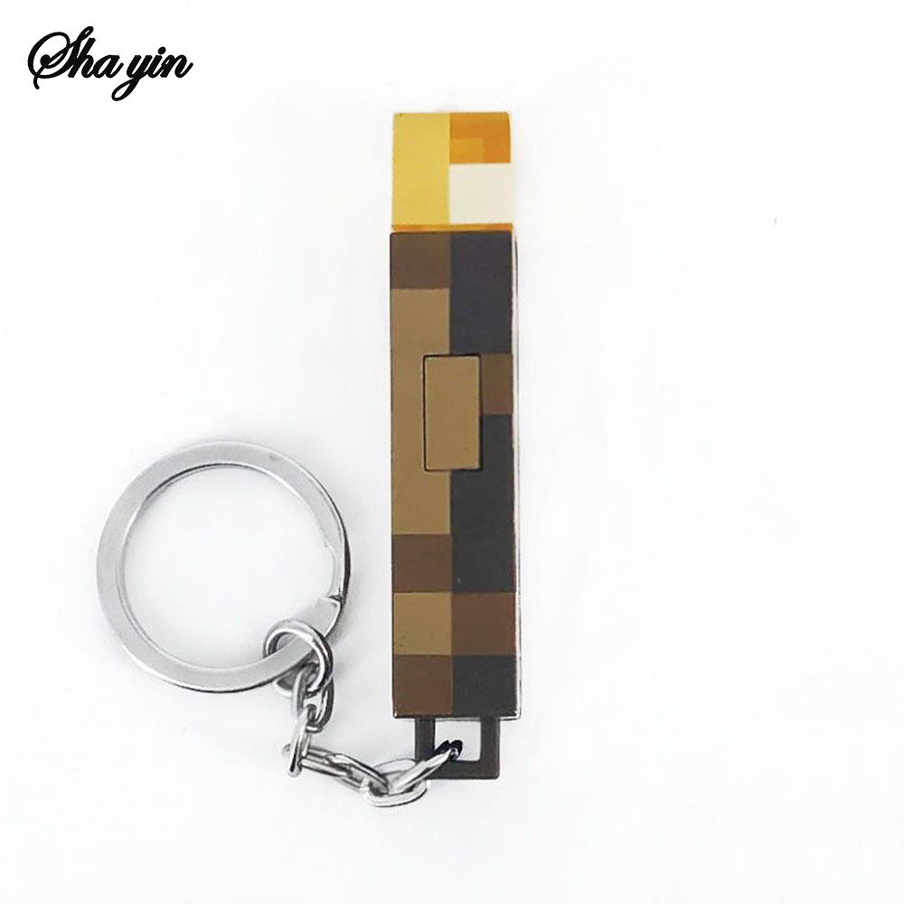 Mini Torch Keychain Rechargeable Light Torch Plastic Game Model Toys Backpack Decorative Pendant Holiday Party Gifts