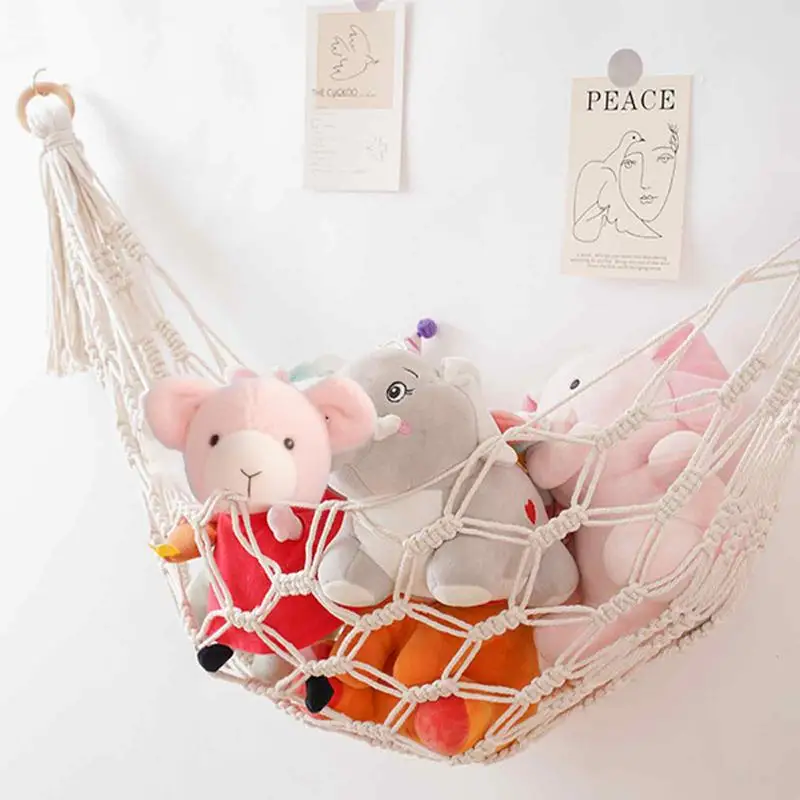 Boho ตุ๊กตาสัตว์เปลญวนเก็บเปลญวนตุ๊กตาของเล่นตุ๊กตาห้องมุมตาข่ายสําหรับตกแต่งห้องแขวน