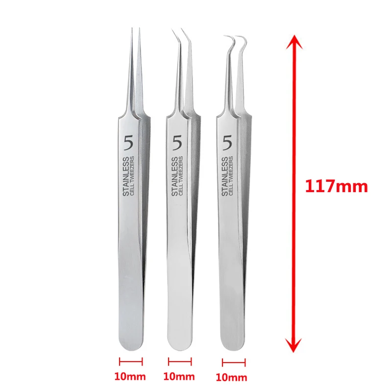 Tedesco ultrafine n. 5 brufoli cellulari pinzette per punti neri salone di bellezza speciale raschiatura e chiusura artefatto strumento per ago per acne