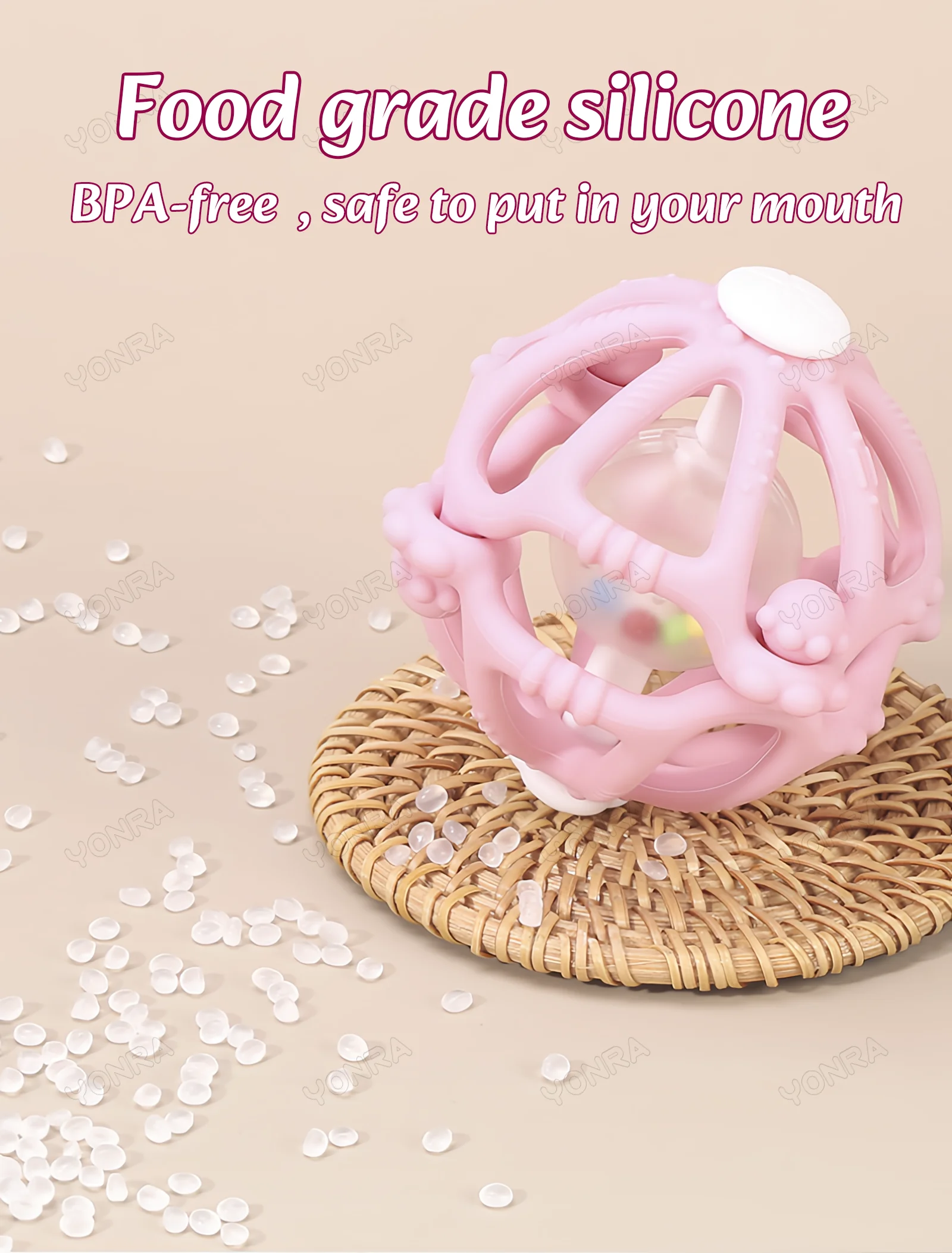 이동식 딸랑이 및 감각 Teether 침대 벨 실리콘 몬테소리 공 신생아 아기 장난감 어린이 어린이 선물 개발 게임