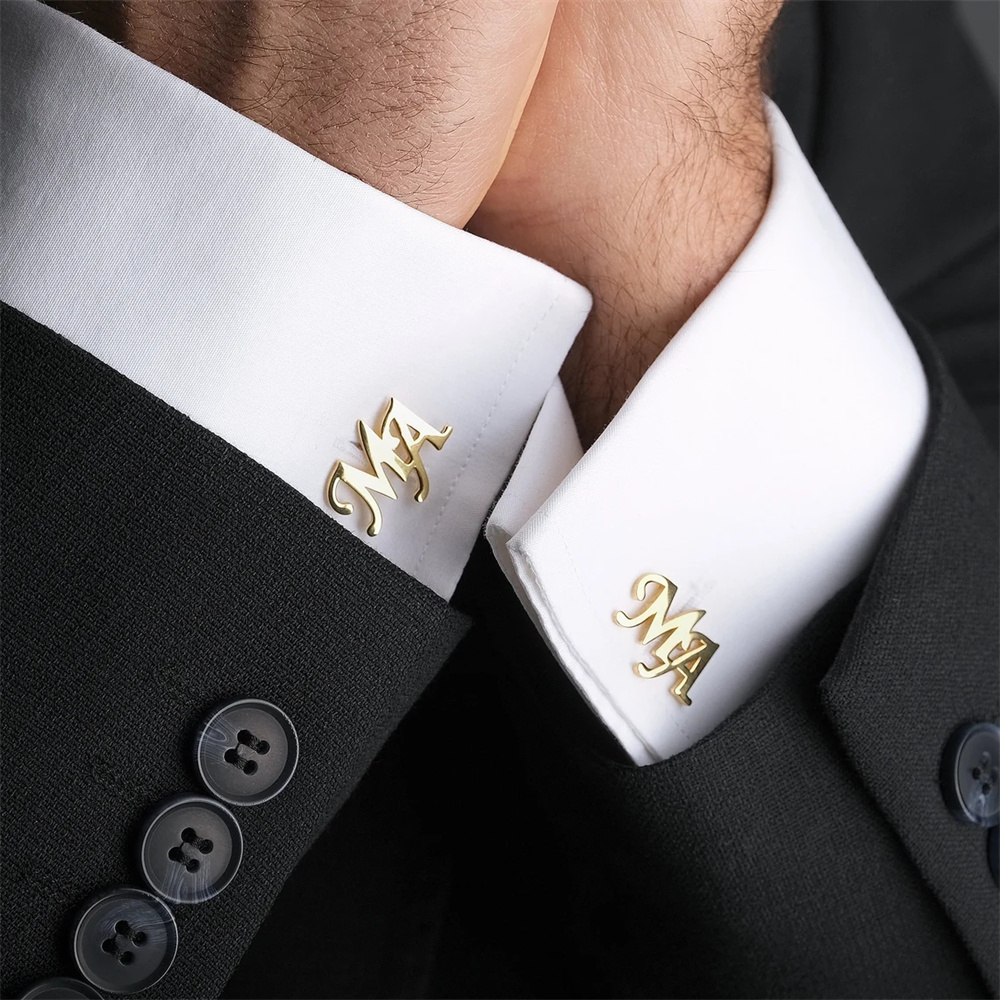 Gemelos personalizados Tangula para novio, gemelos con iniciales de acero inoxidable para hombre, regalo de joyería personalizado para padrino de boda