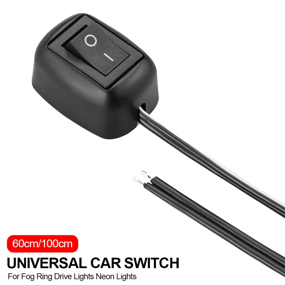 Interruptor universal para carro, tipo pasta, interruptor de alternância com cabo 60cm/100cm dc 12v para anel de neblina, luzes de néon