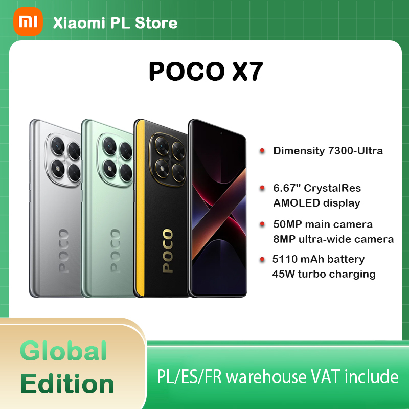 【Marca +】POCO X7 Smartphone Dimensity 7300-Ultra 6,67 "120Hz Pantalla AMOLED 45W 5110mAh 50MP Cámara IP68 Xiaomi HyperOS NFC