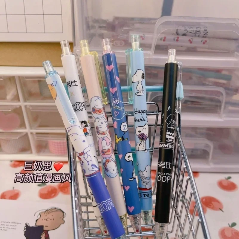 6 Stück Snoopy Neutralstift 0,5 mm schwarzer Wasserstift zum Schreiben von Notizbüchern Mädchen CuteSchool Bürobedarf Zubehör Schreibwaren Geschenk