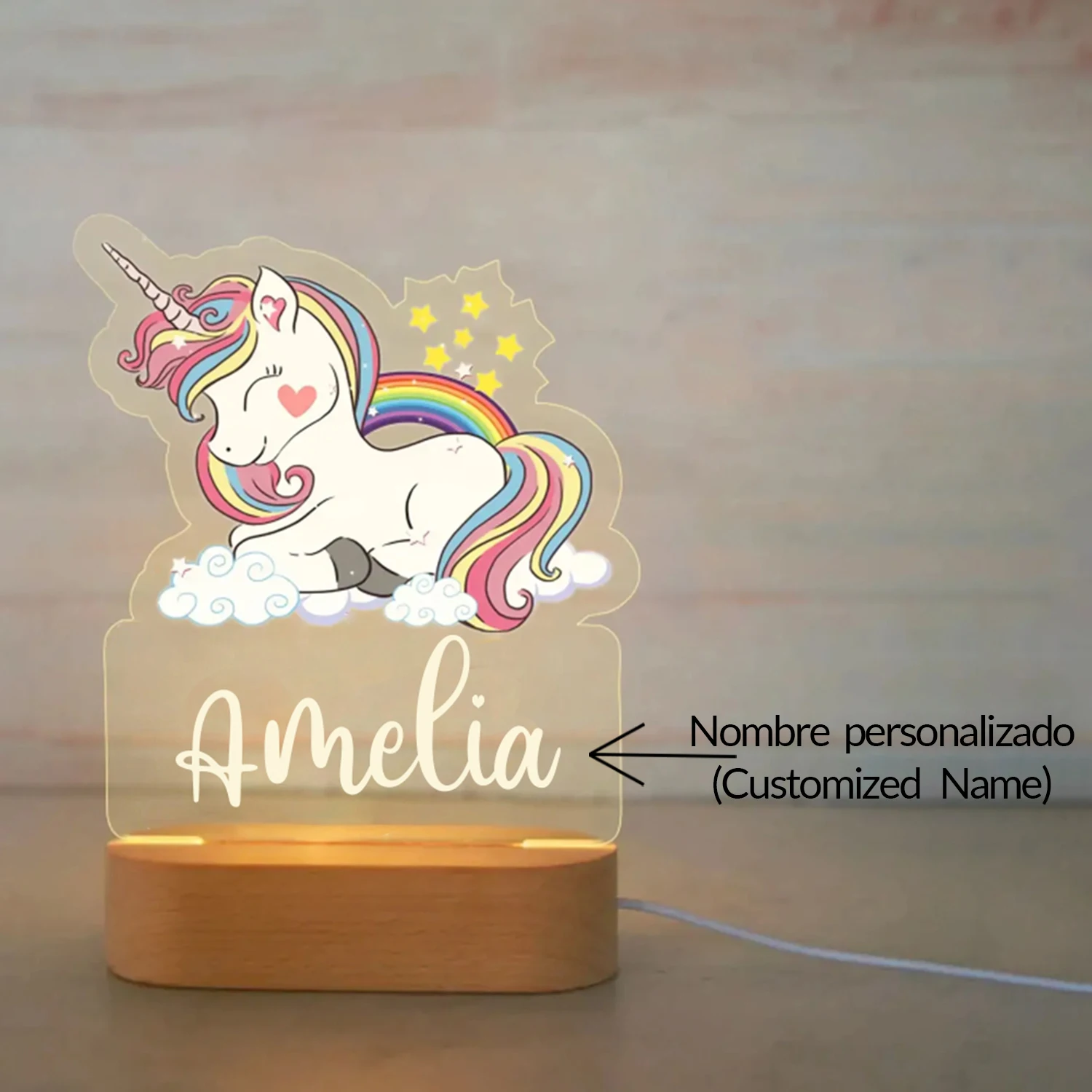 Luz nocturna de animales personalizada para niños, lámpara acrílica con nombre personalizado, decoración para dormitorio de bebés y niños, regalo de cumpleaños y Navidad para recién nacidos
