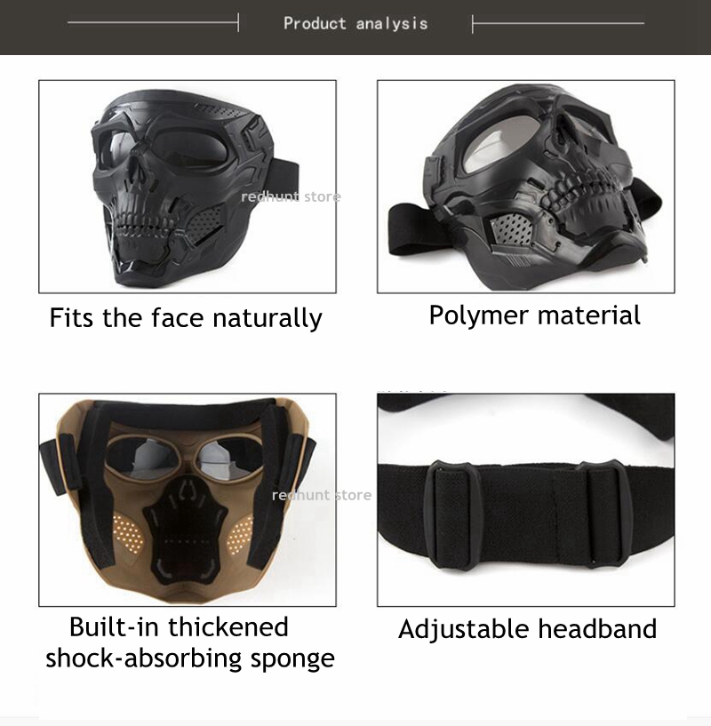 Máscara tática cs máscara protetora de caveira ajustável máscara de caveira facial completa para airsoft paintball cosplay wargame dia das bruxas
