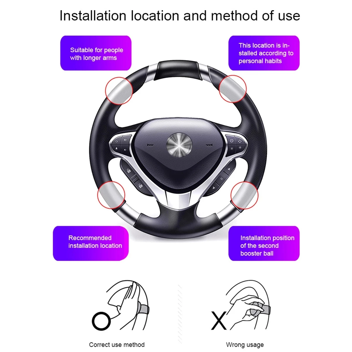 Auto-Accessoires Stuurwiel Spinner Knop Power 360 ° Handvat Bal Handbediening Als Sister Grip Draaiende Helper Hulpbooster
