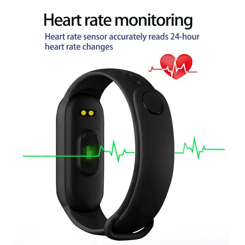M6 สมาร์ทวอท์ชผู้ชายผู้หญิงฟิตเนสสร้อยข้อมือสมาร์ทกีฬา Heart Rate เครื่องวัดความดันโลหิตกันน้ํานาฬิกามัลติฟังก์ชั่น