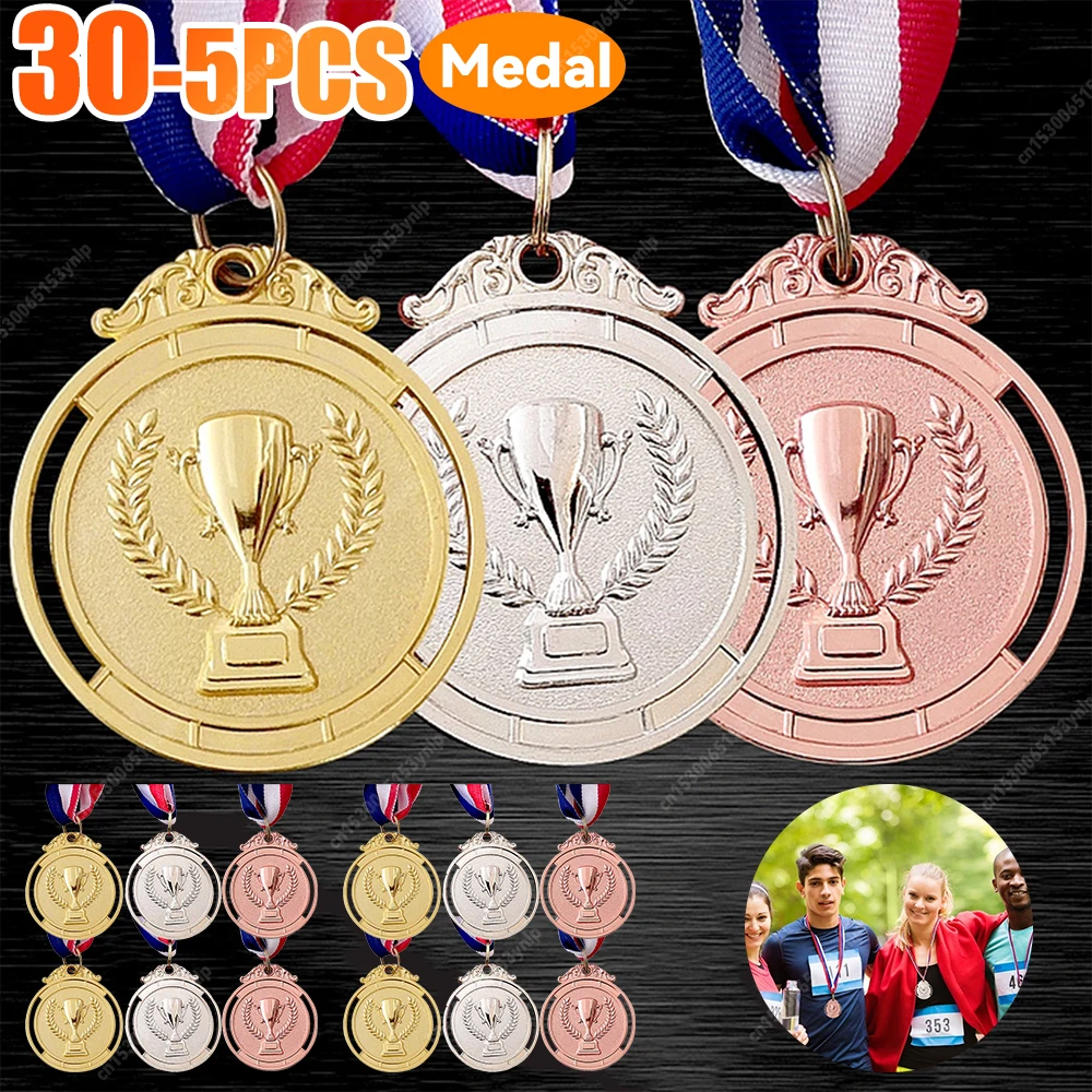 1-30 Gewinner Belohnung Gold Silber Bronze Auszeichnungsmedaille mit Halsband 1. 2. 3. Preis Medaille für Sportwettbewerbspreise für Kinder