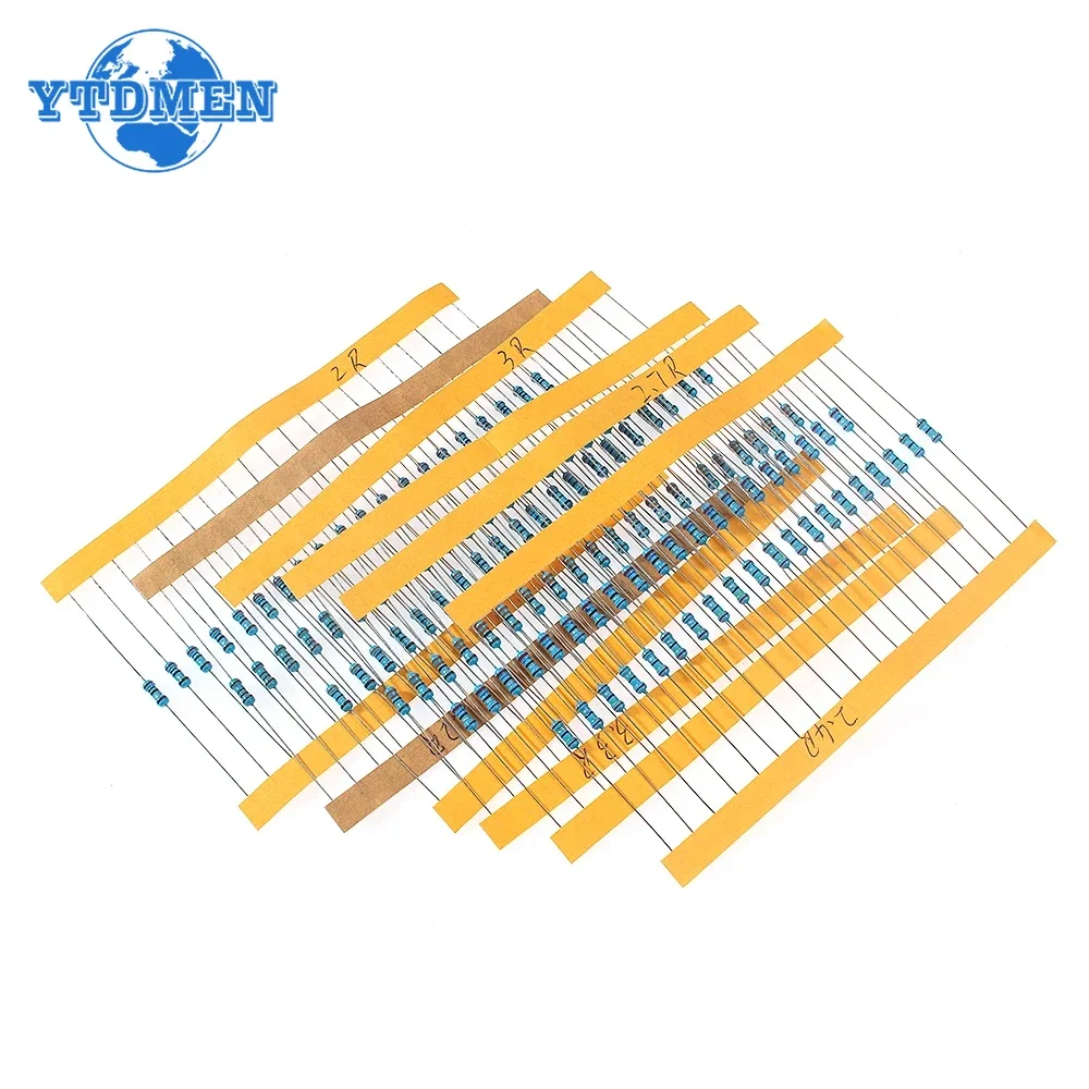 120 Uds 1/4W 1% resistencia de película metálica resistencia de reparación de Airbag de coche 2ohm 2.2ohm 2.4ohm 2.7ohm 3ohm 3.3ohm 6 tipos Kit de resistencia 0,25 W