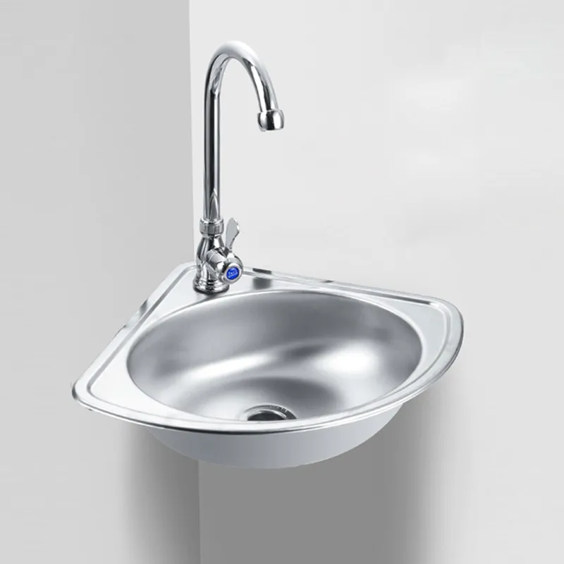 Tam Giác Dây Thép Không Gỉ Lưu Vực Góc Tường Nhà Bếp Rửa Rau Quả Bồn Rửa Bát Đơn Phòng Tắm Chậu Rửa