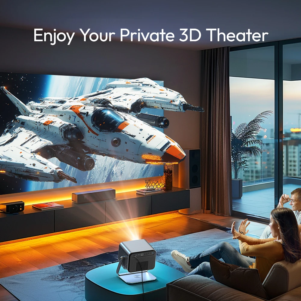 VEVSHAO V80 4K Proyector Full HD1080P 2200 Anis Lúmenes Android 11,0 WiFi 6 Video Proyectores de cine en casa con soporte de Base