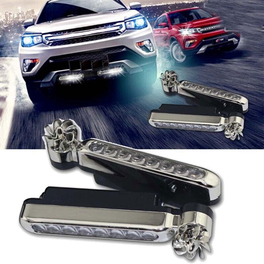 Wind Powered Car LED DayTime Running Lights Creative Auto Auxiliary Rotation Fan Lamp Automobile Day Time Headlights