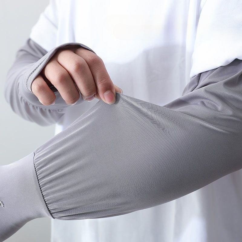 Mangas de brazo de seda de hielo para hombre, protector solar, guantes elásticos para conducción, protección UV al aire libre, mangas ligeras, Cool Muff