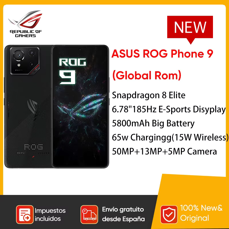Weltpremiere ASUS ROG Phone 9 5G Smartphone Snapdragon 8 Elite 6,78'' 185 Hz AMOLED-Display ROG 9 Pro 5800 mAh NFC-Handy