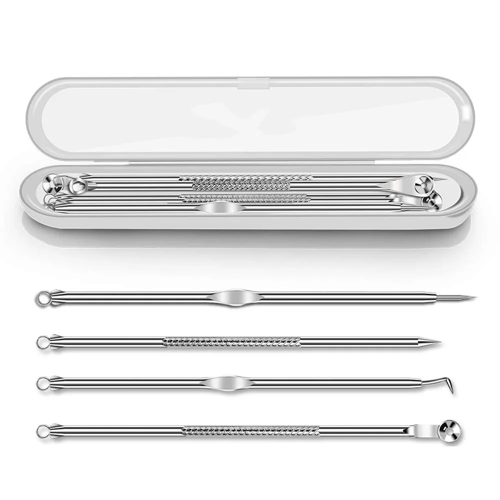 Dighealth 4 Uds removedor de espinillas de acero inoxidable extracción de espinillas comedones Extractor de acné Kit Popper de imperfecciones de espinillas