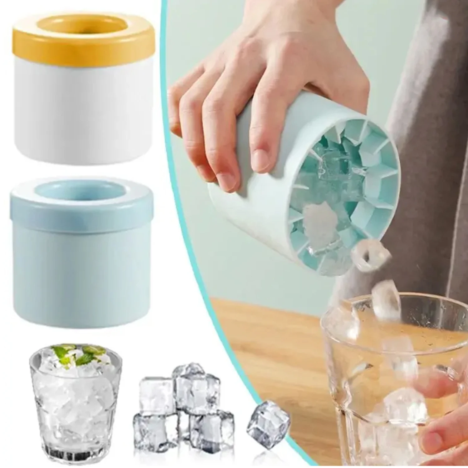 Molde de cubo de gelo de silicone redondo balde de gelo verão caseiro diy geladeira congelar fabricante de gelo criativo molde d