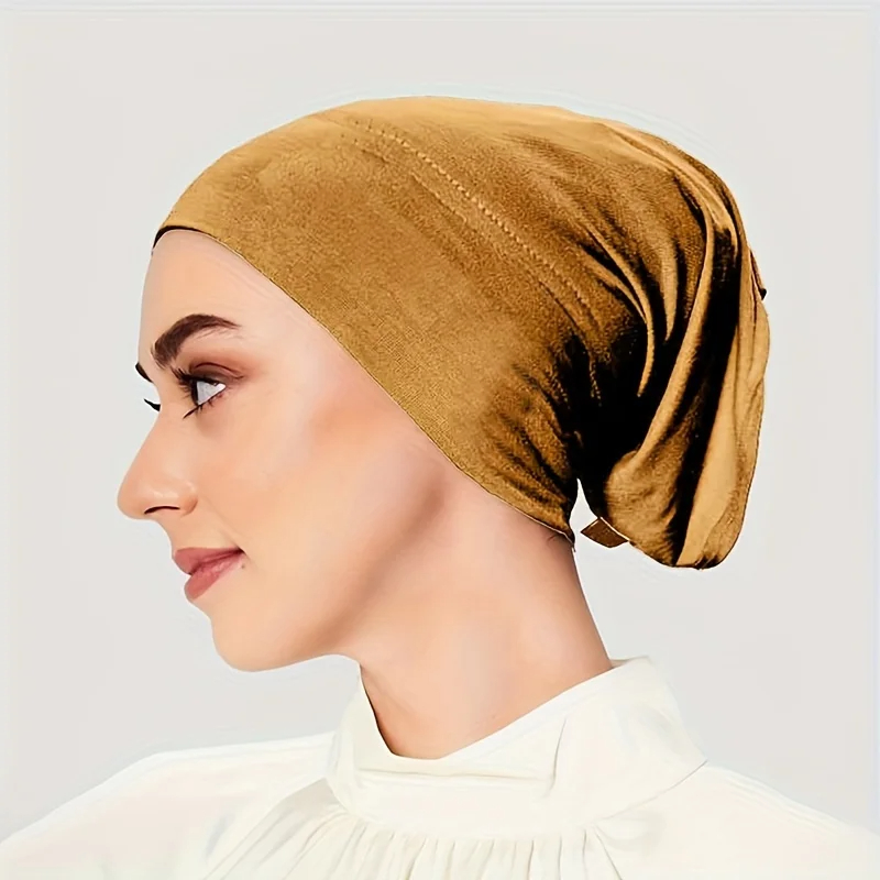 2024 novo simples turbante monocromático undercap casual versátil elástico modal hijab boné ao ar livre respirável interior hijabs boné