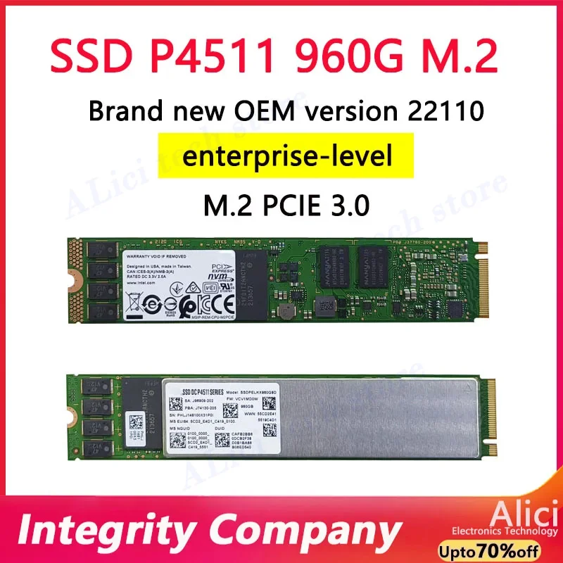 PARA Intel P4511 960G nuevo en caja NVME 22110M.2 unidad de estado sólido de nivel empresarial SSD