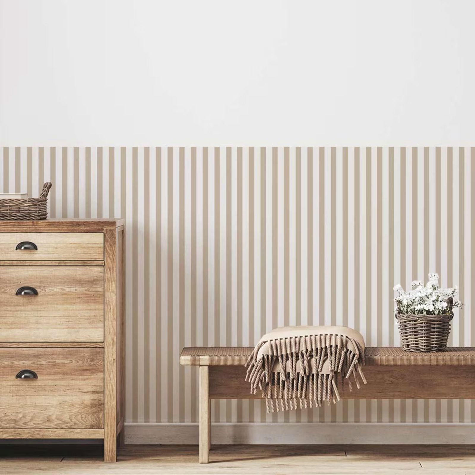 Обои в полоску с линиями, коричневая Мока, Peel and Stick Wallpapaer, съемная обои в стиле ожидания для детского домашнего декора