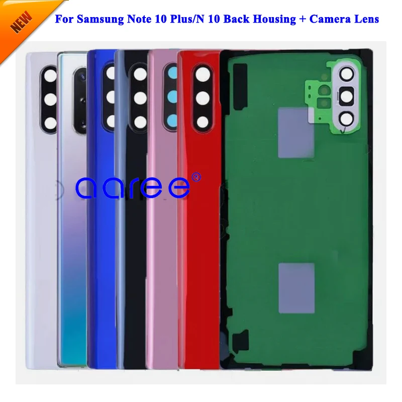Cubierta trasera de grado AAA con lente de cámara para Samsung Note 10 Plus Note 10, puerta trasera con adhesivo