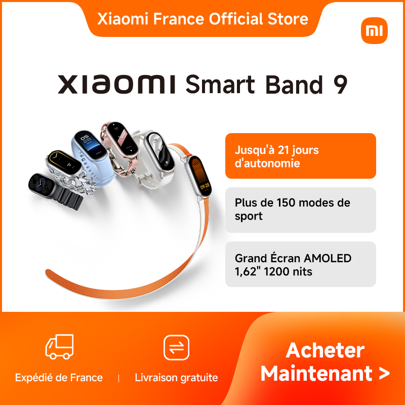 Xiaomi-Smart Band 9, version globale, écran AMOLED 1.62, 21 jours d'autonomie de la batterie, prend en charge plus de 150 modes de sport, 5 Iko, Bluetooth 5.4