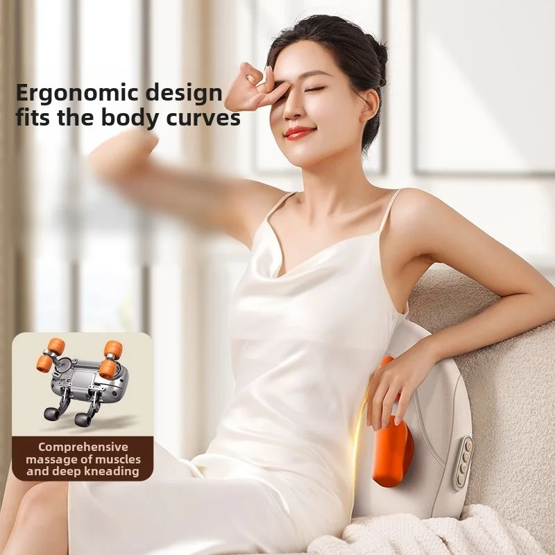 JAIYORL 菱形筋電気マッサージ枕ワイヤレス車と家庭用マッサージ加熱腰首脚頸椎指圧混練