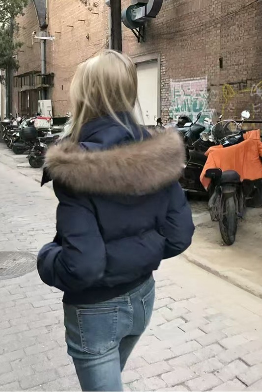 Vrouwen Herfst Winter Bont Capuchon Vrouwen Bovenkleding Dikke Dowon Katoen Gewatteerde Slanke Korte Parka Vrouwelijke Cropped Puffer Bubble