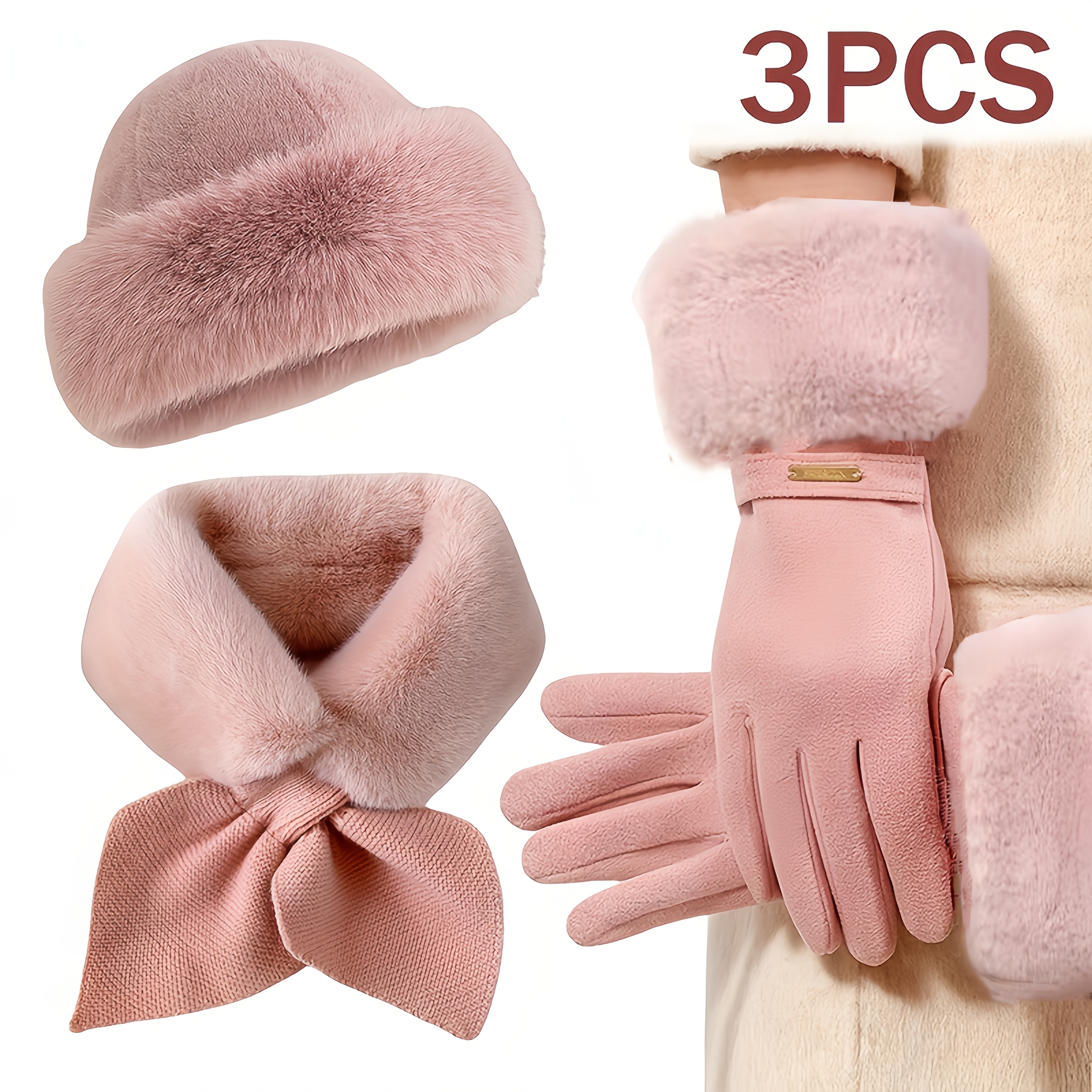 Juego de accesorios cálidos para invierno de 3 piezas, es perfecto para clima frío y actividades al aire libre, ideal regalo de Navidad o San Valentín