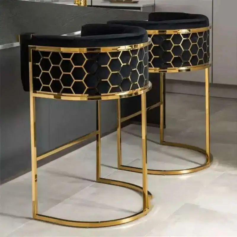Luxury Bar Chair Simple Modern Bar Chair High Stool Home Backrest High Chair D