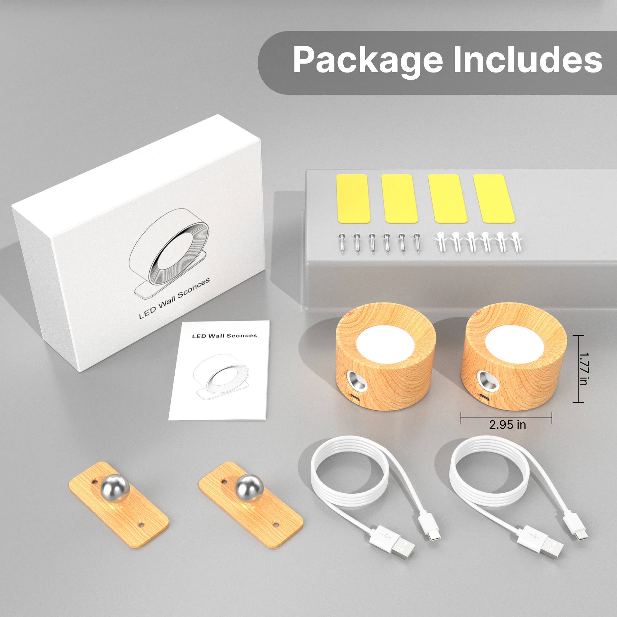 Apliques de pared LED de 1 ud./2 uds., 3 niveles de brillo, 3 modos de color, luces de pared, funciona con pilas 360 °   Lam de pared con control táctil giratorio
