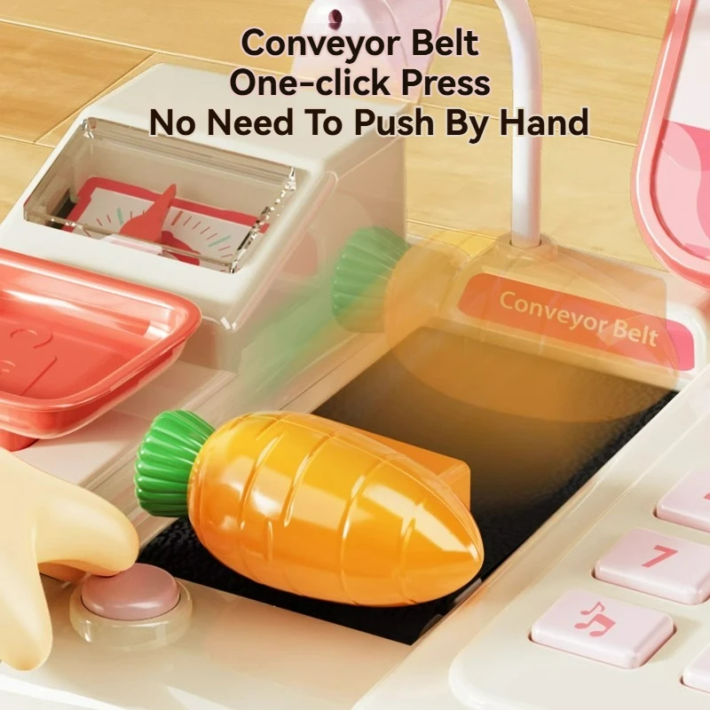 Kids Shopping Cash Register Toys Mini Supermarket Set Simulation Food Calculation Checkout Counter Pretend Play Toy For Children