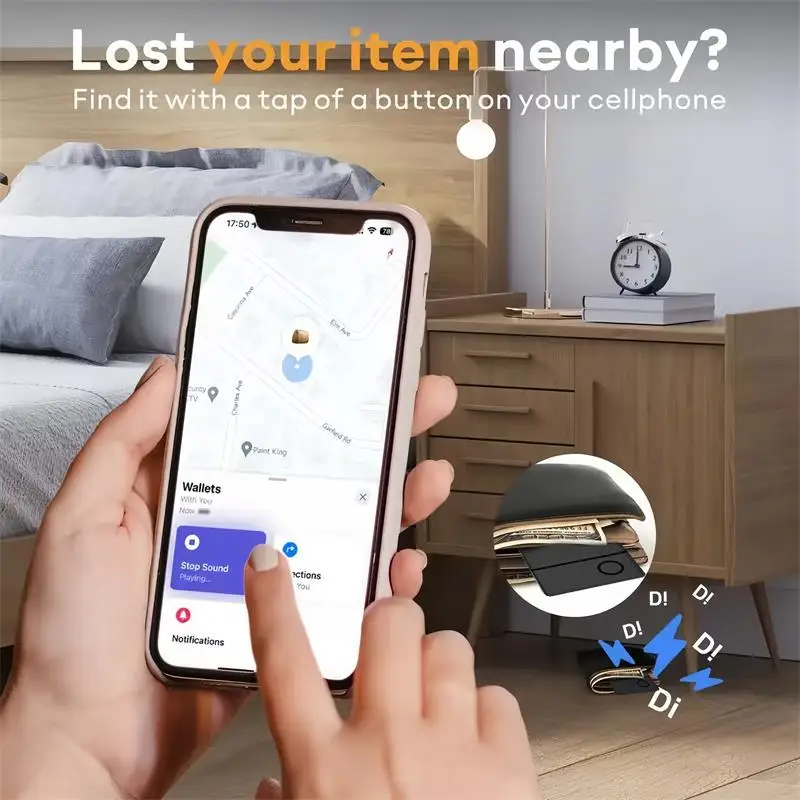 Rsh smart ultra dünne Mini-GPS-Locator-Tracking-Gerät drahtlose wiederauf ladbare Position Brieftasche Tracker-Karte funktioniert mit Apple finden meine
