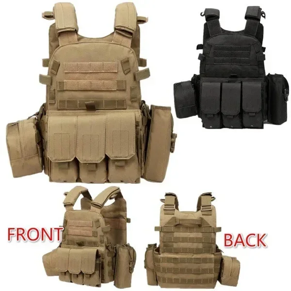 6094 ทหารเสื้อกั๊กยุทธวิธีทหารเกราะ COMBAT Army CS เกียร์ล่าสัตว์ Carrier Airsoft อุปกรณ์เสริม Wargame กระเป๋า MOLLE เสื้อกั๊ก