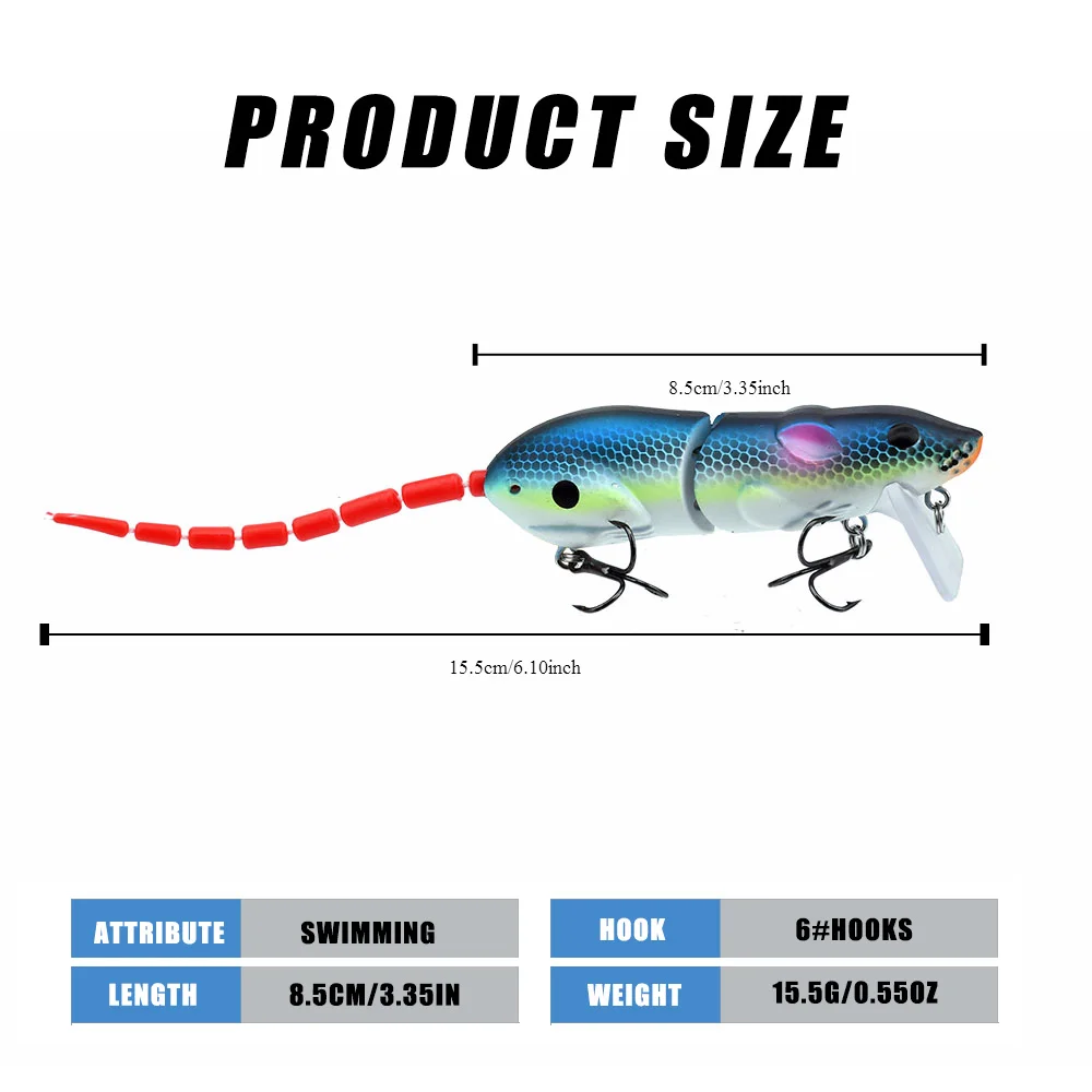 15.5CM 마우스 루어 인공 플라스틱 마우스 낚시 루어 Swimbait Rat Pike Bass Minnow Floatingbaits 낚시 태클 액세서리