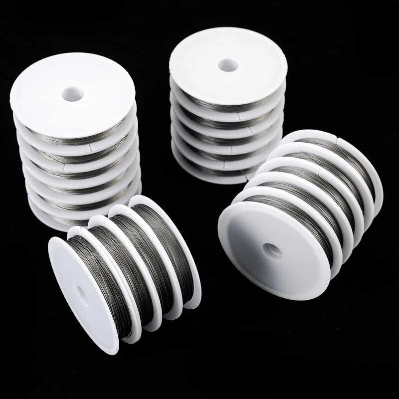 1 rollo de cuerda de alambre de acero 0,3 0,35 0,38 0,45 0,5 0,6 0,7 0,8mm cables de acero inoxidable accesorios para hacer joyería DIY