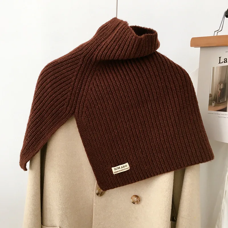 Nueva bufanda de cuello alto dividida para mujeres niñas estudiantes Otoño Invierno pañuelo tejido de Color sólido bufandas suaves chales envolventes para el cuello