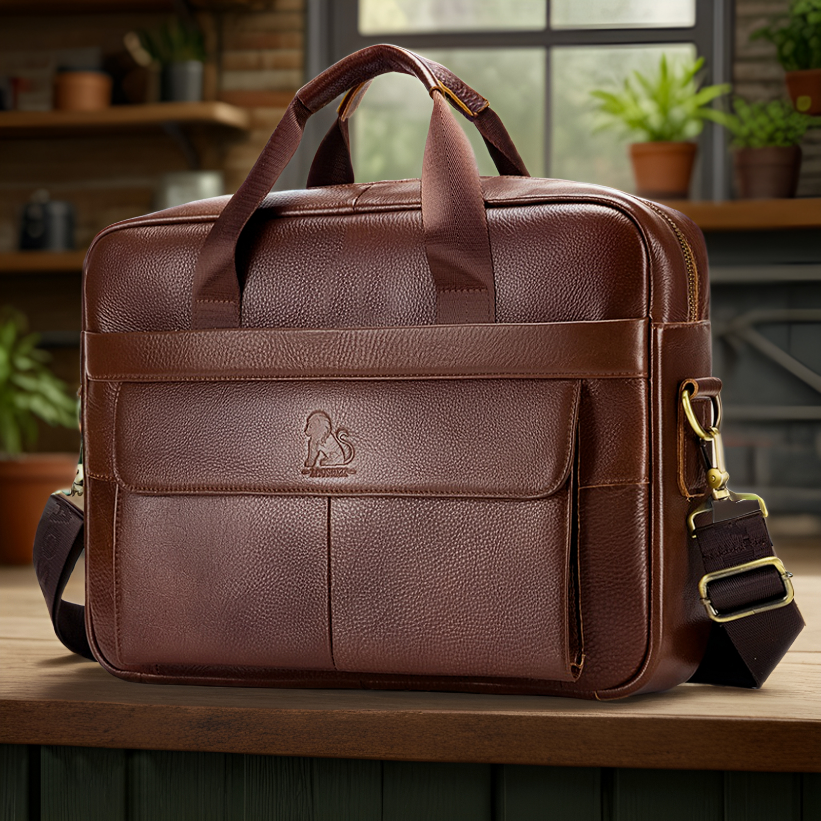 Valigetta da uomo in pelle STEEL LION, borsa per computer di grande capacità, borsa a tracolla diagonale a spalla singola con tracolla