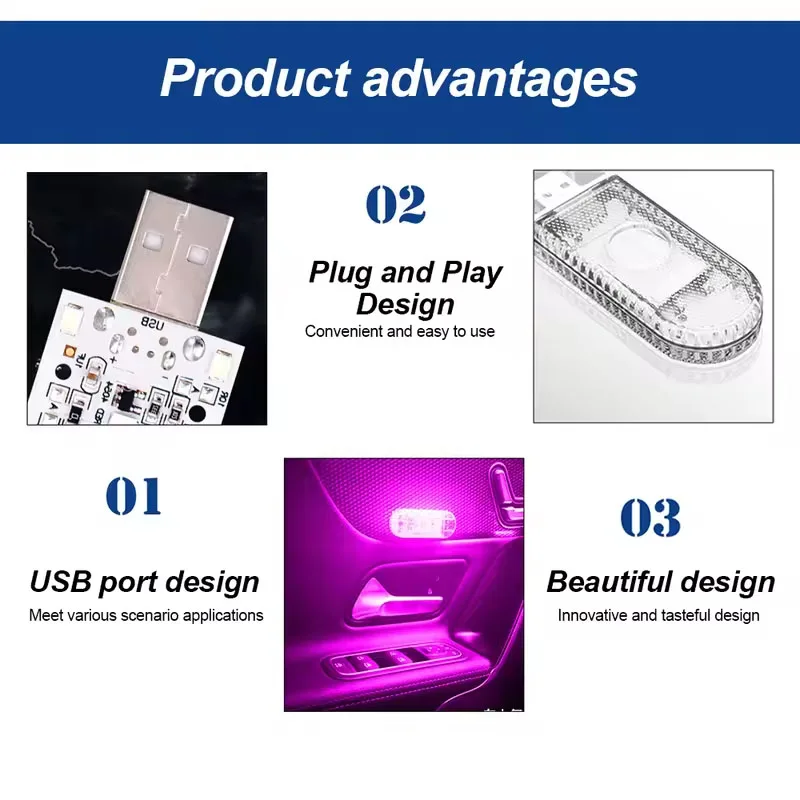 USB tactile lumière Led voiture intérieur lumière Auto toit plafond lampe de lecture LED voiture style veilleuse Mini USB charge voiture lumière