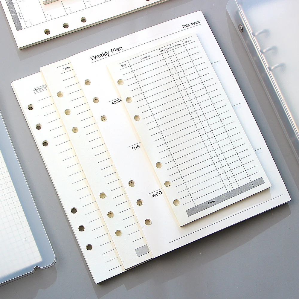A5 A6 Loose Leaf Notebook Refill Spiral Binder Inner Page Diary Weekly Monthly Planner To Do List Line Dot Grid Inside Paper