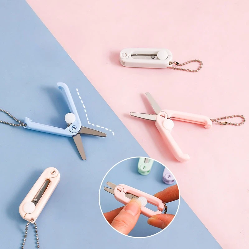 Mini Scissors for Children Retractable Design Safe Scissors Stainless Steel Blade Student Art Tools