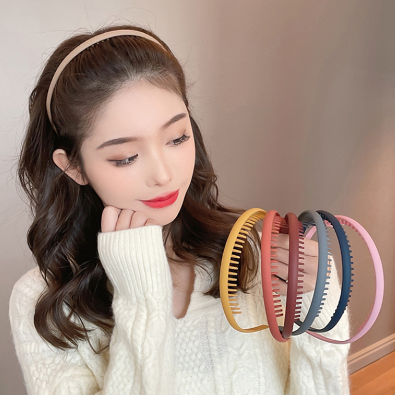 Moda cor sólida plástico hairbands para mulheres dentado onda pentes antiderrapante faixas de cabelo acessórios para o cabelo menina rosto lavagem headbands
