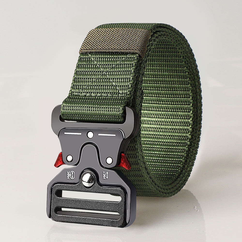 Cinturón militar para hombre, caza al aire libre, táctico, multifunción, supervivencia de combate, lona del Cuerpo de Marines de alta calidad para nailon