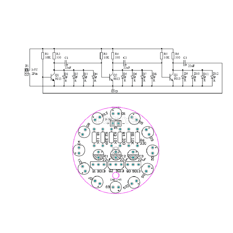LED Round Water Lamp Production Kit Triode Sports Light Parts DIY Electronic Kit Fun Soldering Component Welding Skill Training