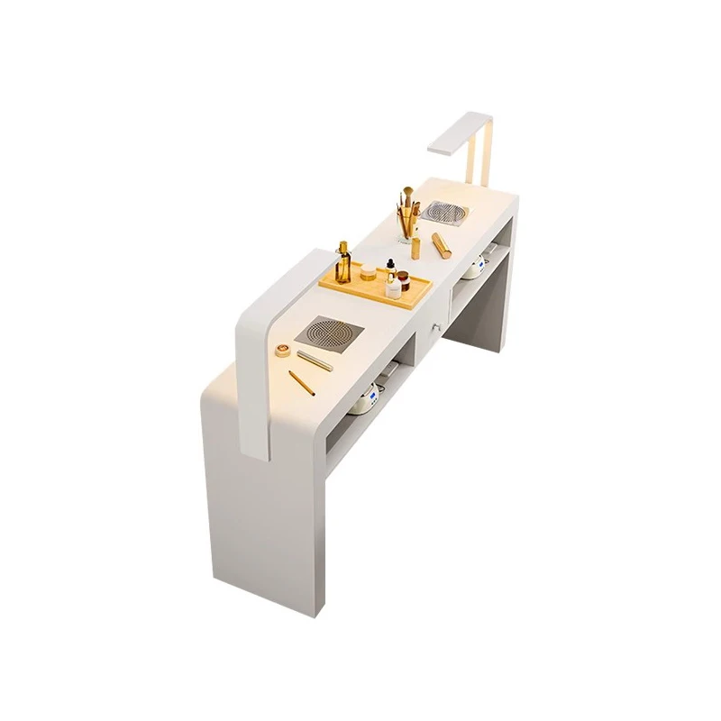 Mesa de unhas francesa creme com lâmpada glamour design europeu mesa de unhas moderna simples mesa de manicure móveis de salão de beleza