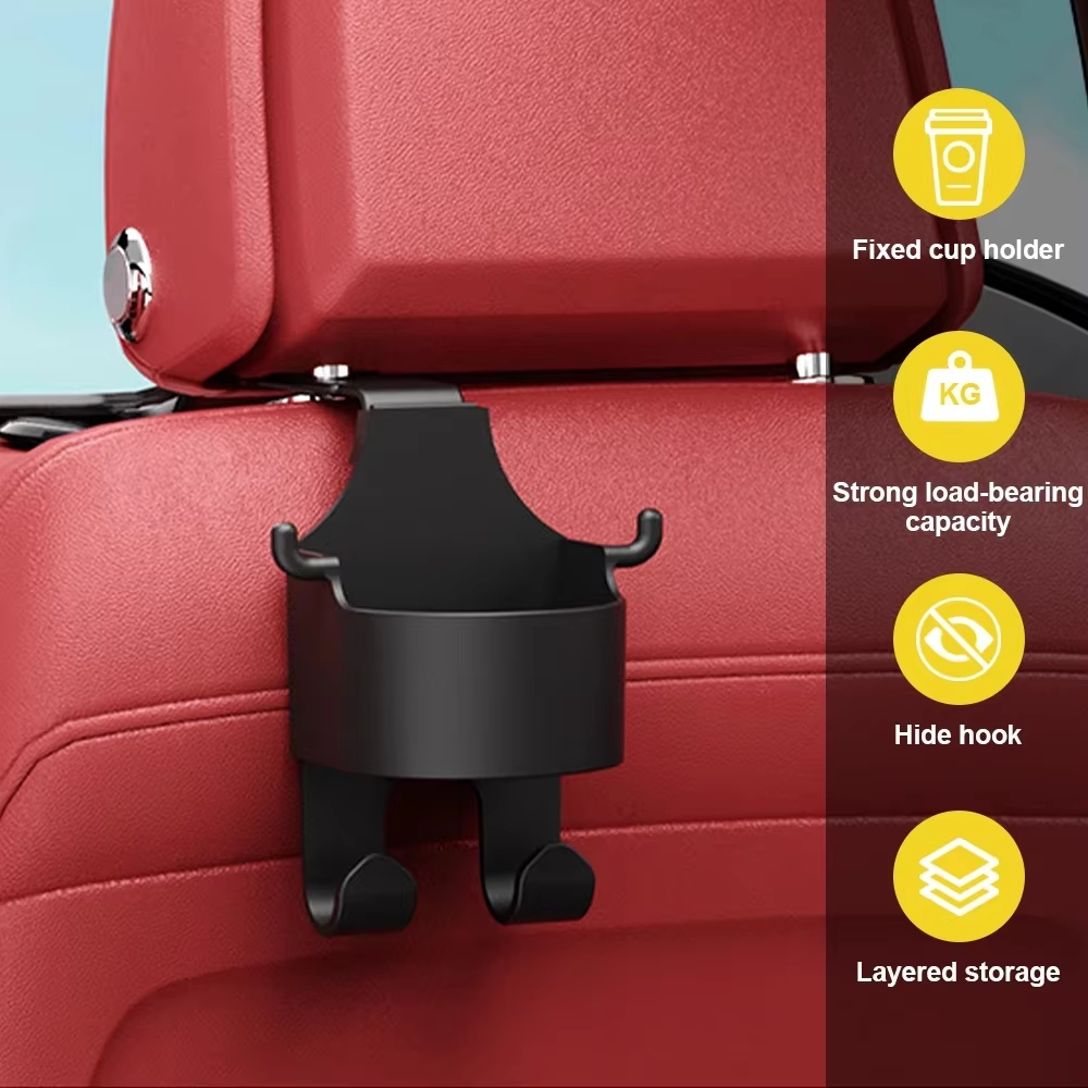 ใหม่รถที่นั่ง Headrest Hook Hanger จัดเก็บ Universal พร้อมถ้วยสําหรับกระเป๋าถือ Fit Universal รถอุปกรณ์เสริม
