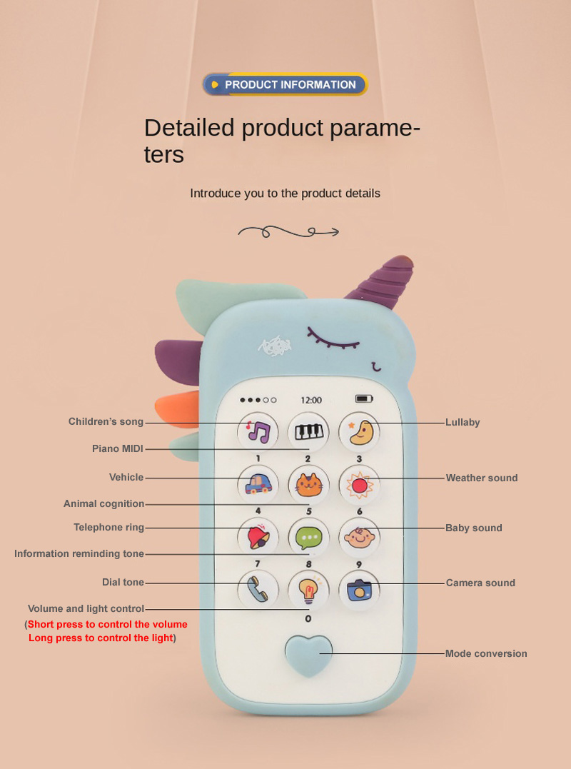 Téléphone jouet pour bébé avec son musical, jouets de sommeil avec simulation TeWindsor, cadeaux pour enfants