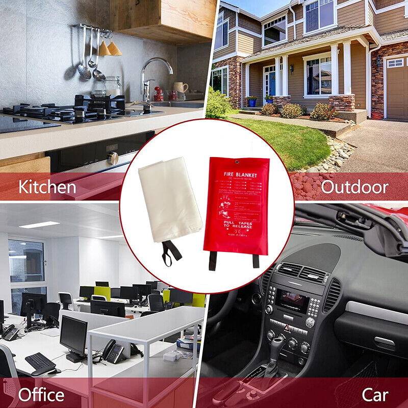 Fire Blanket 1m/1.5m For Home Kitchen Office Caravans Emergency Lightweight Fire Safety Equipment Protective Blanket For Kitchen